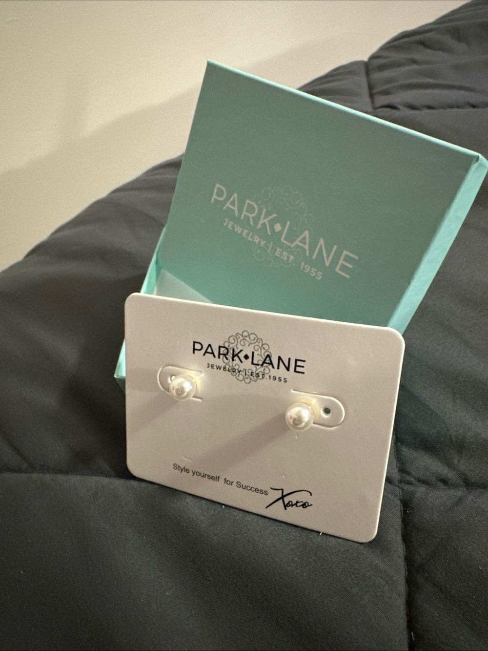 Park Lane Pearl Stud Earrings with Aqua Box